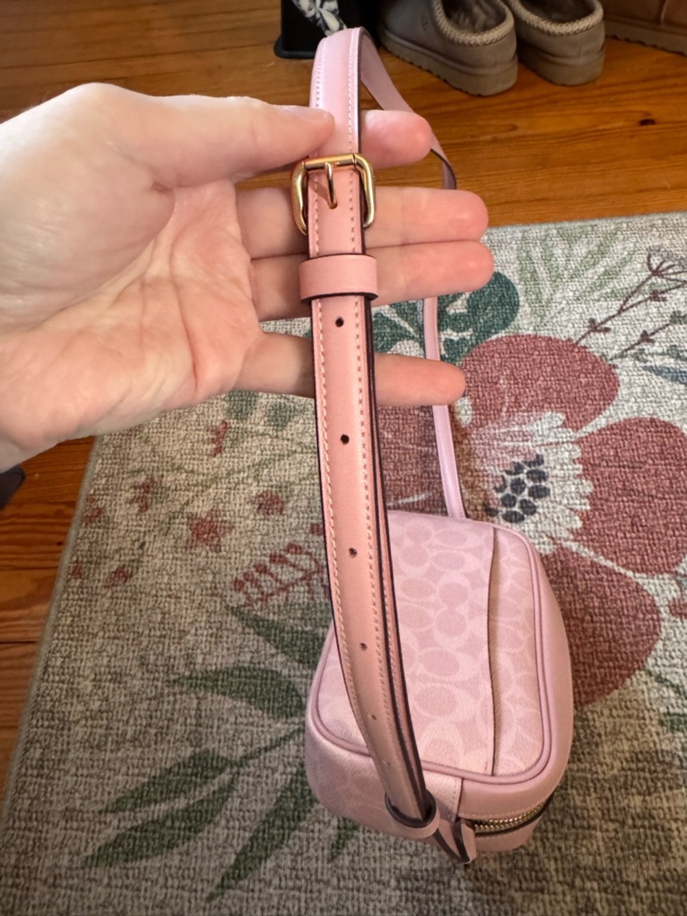 Coach Pink Pebble Leather Signature Crossbody Bag - Mini Jamie Camera Bag - Picture 7 of 8